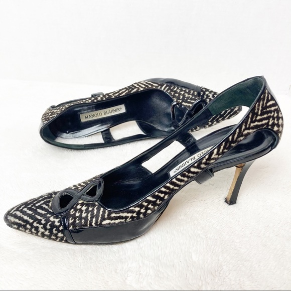 Manolo Blahnik size 38.5 black and white pumps - Picture 6 of 9
